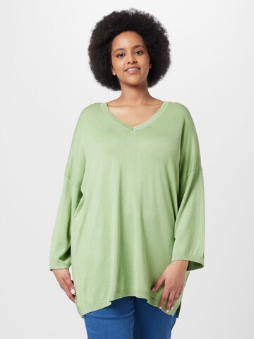 Fransa Curve Sweater 'Blume' in Green: front