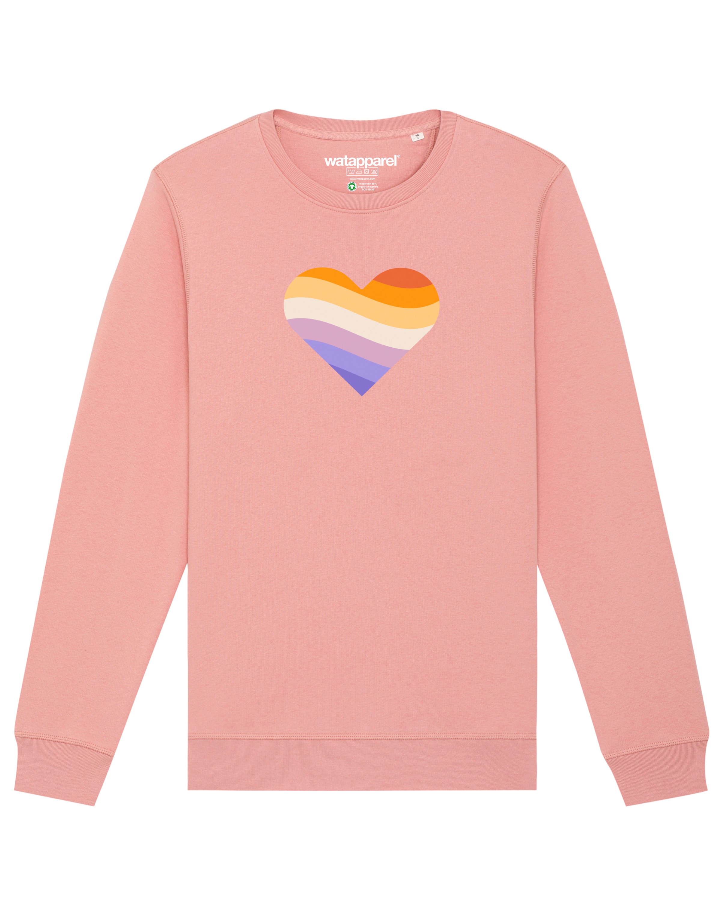 Watapparel Sweatshirt ' Rainbow Heart ' in Roze: voorkant