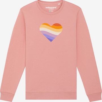 Watapparel Sweatshirt ' Rainbow Heart ' in Roze: voorkant
