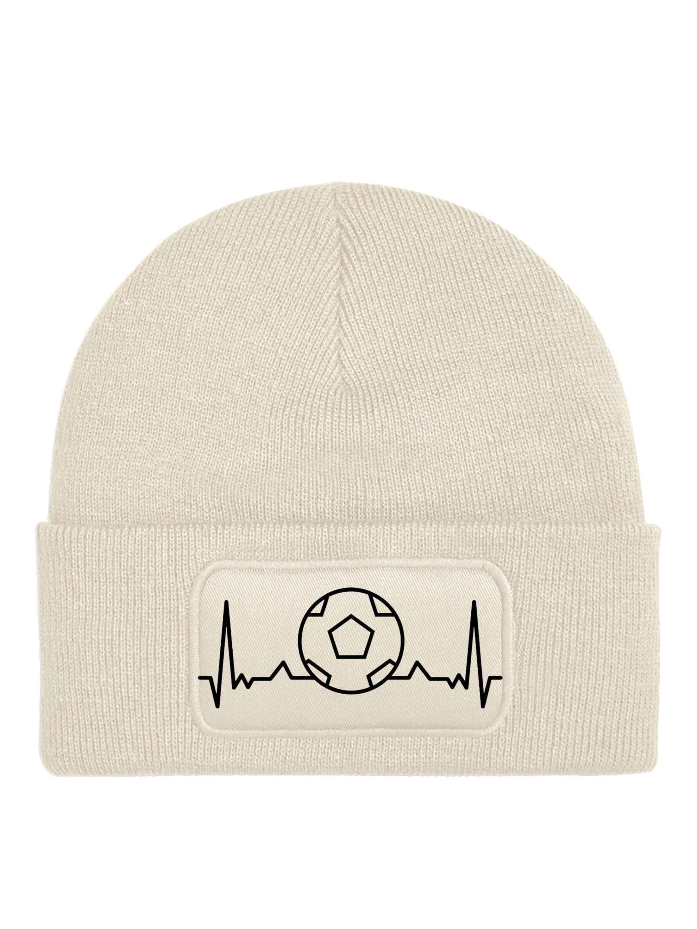 Youth Designz Mütze 'Heartbeat Fußball'‌‌ in Beige: Vorderseite