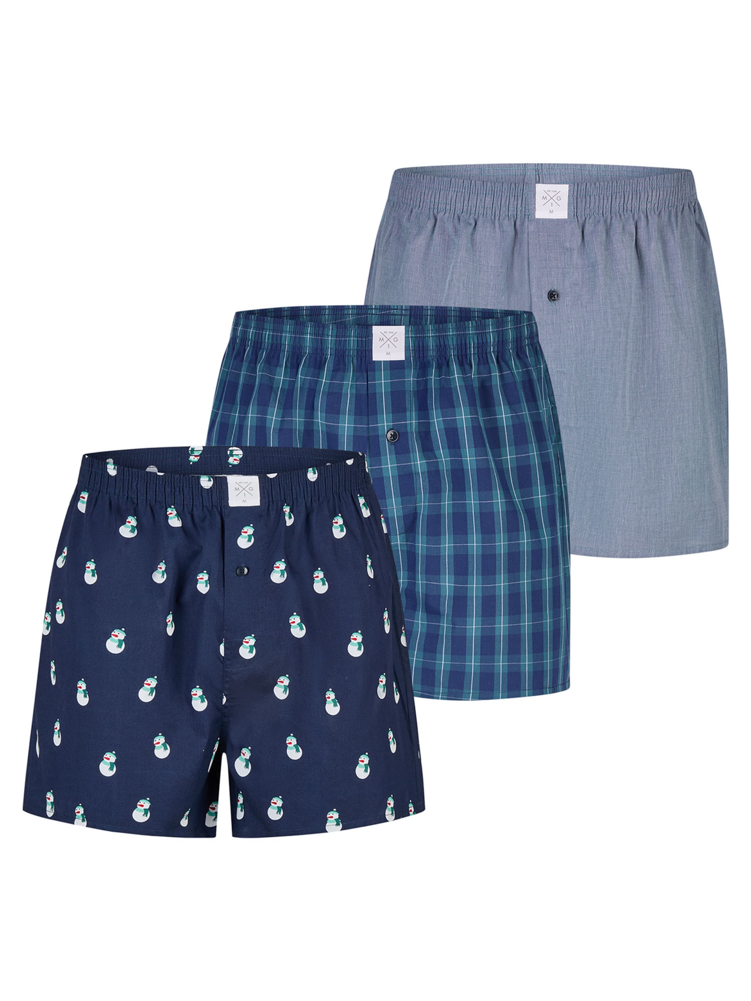 MG-1 Boxershorts 'Christmas' in Blau: Vorderseite
