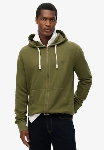 Superdry Sweat jacket 'Essential' in Green: front