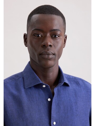 SEIDENSTICKER Regular fit Zakelijk overhemd 'Smart Linen' in Blauw