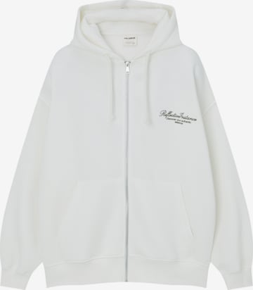 Pull&Bear Sweat jacket in White: front