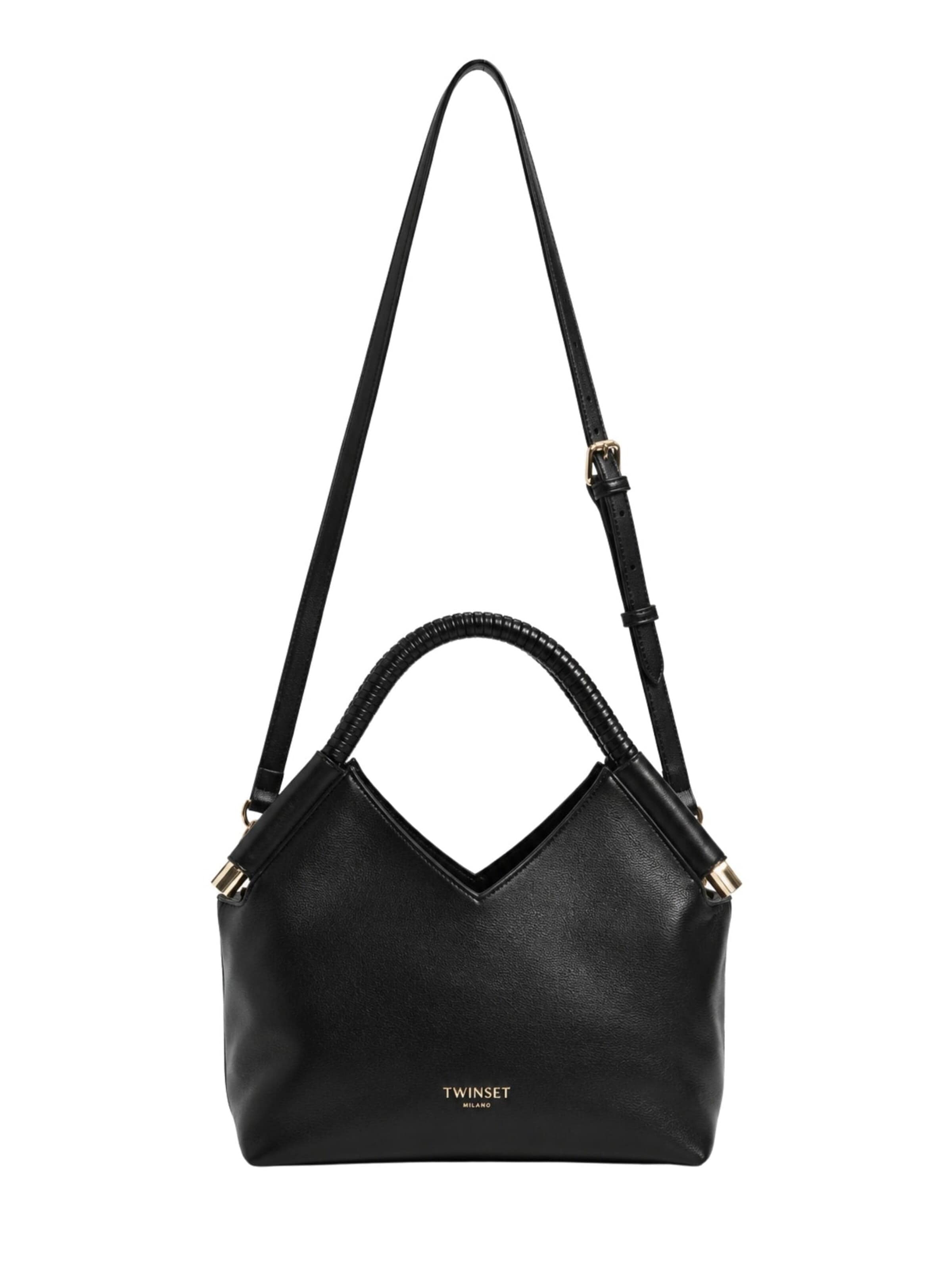 Borsa a tracolla 'Medium velvet shoulder bag' di Twinset in nero: frontale