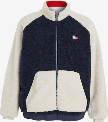 Tommy Jeans Plus Fleece jas in Blauw: voorkant