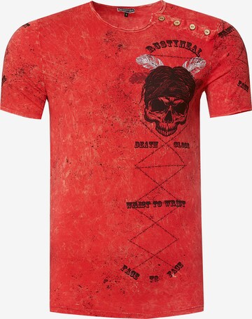 Rusty Neal T-Shirt mit verwaschenem Print in Rot: predná strana