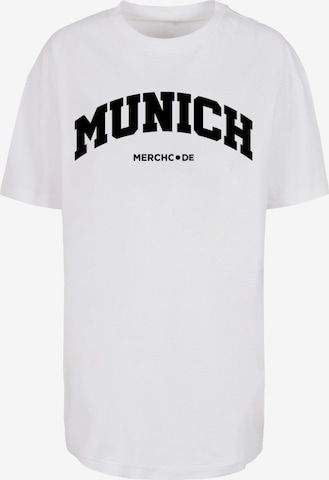 Merchcode Oversized Shirt 'Munich Wording' in White: front