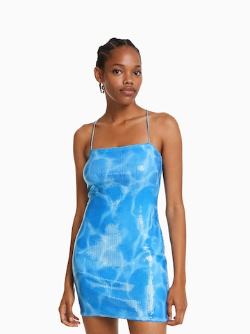 Bershka Cocktail Dress in Blue: front