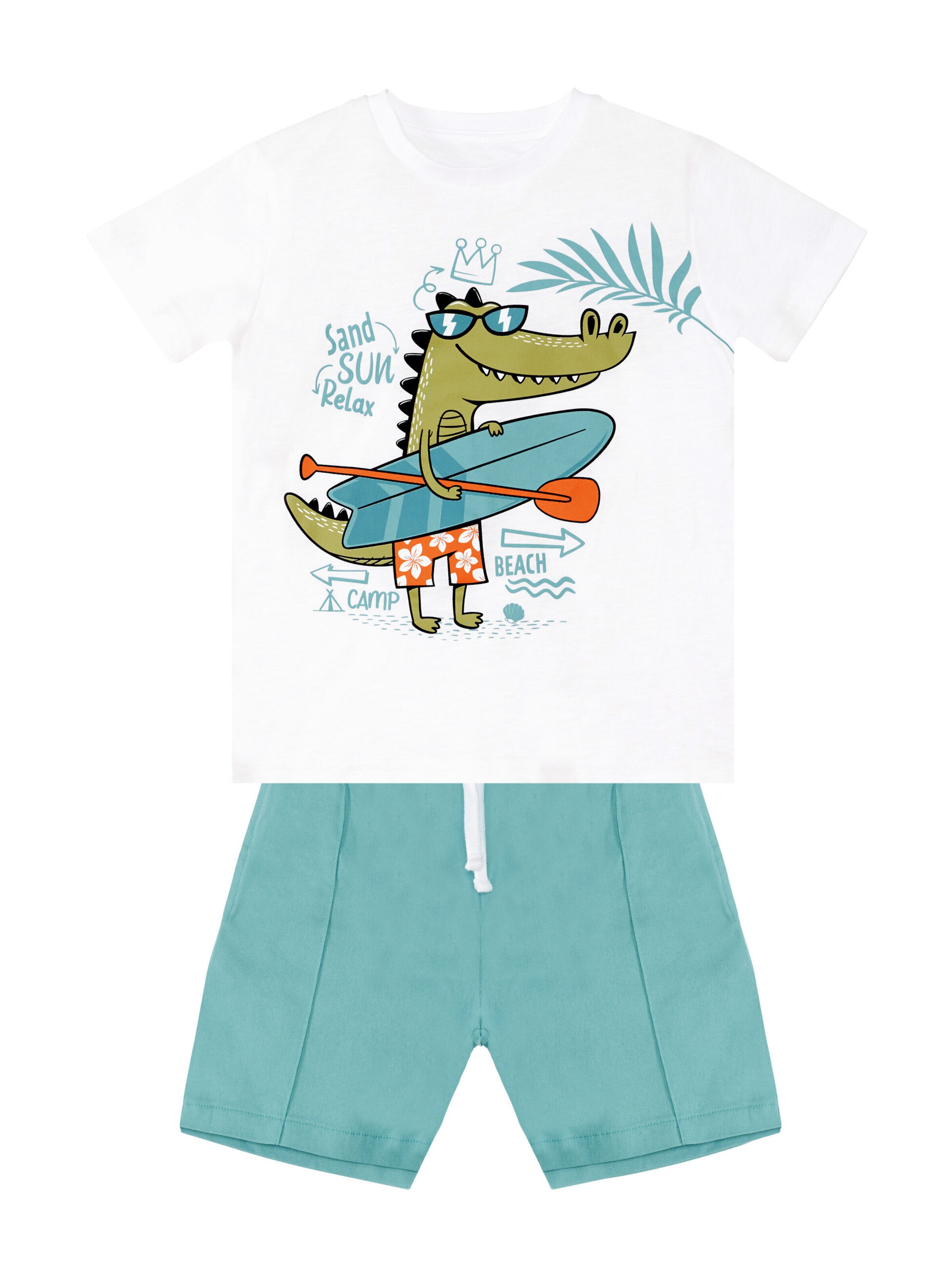 Denokids Set 'Beach Croco' in Blau: Vorderseite