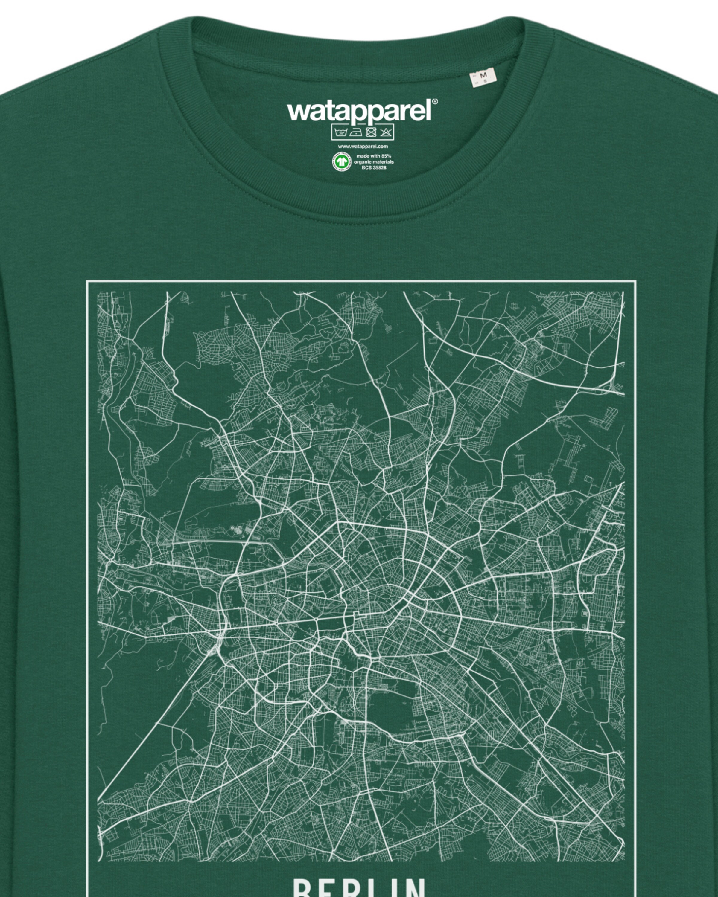 Sweat-shirt 'City maps Berlin Landkarte' Watapparel en vert