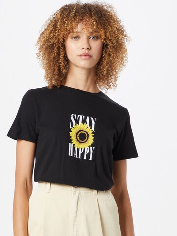 Tricou 'STAY HAPPY' de la NEW LOOK pe negru: față