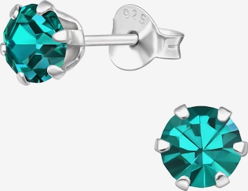 Boucles d'oreilles 'Silberne Runde 5 mm Ohrstecker mit Kristallen' Maxte en bleu : devant