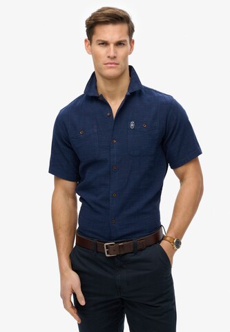 Superdry Regular fit Button Up Shirt in Blue: front