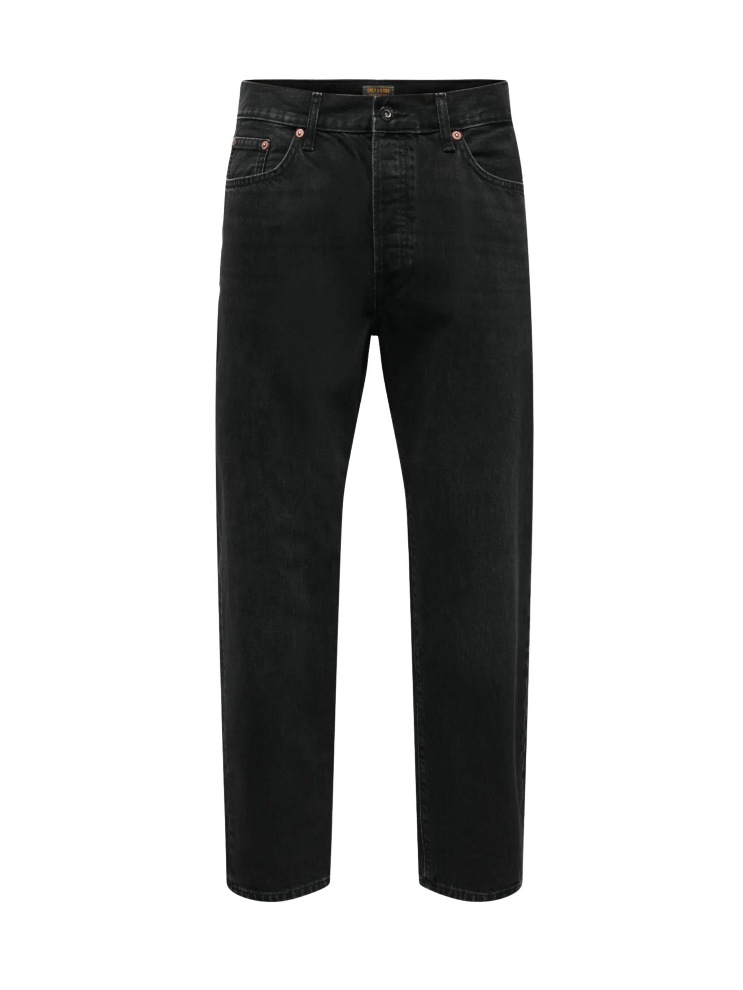 Loosefit Pantalon 'ONLY & SONS ONSTYE LOOSE TPE WB 0131AZG DNM JEANS' Only & Sons en noir : devant