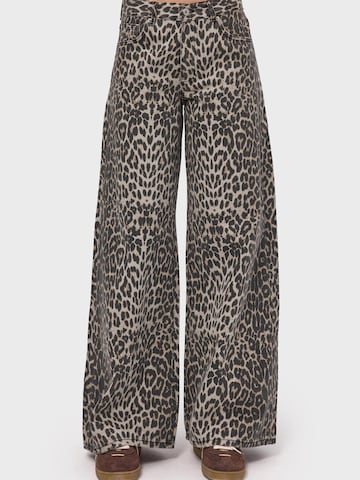 IT'S BASIC Wide Leg Jeans 'LEOPARD PALAZZO MID RISE JEANS'‌‌‌‌‌ in Braun: Vorderseite