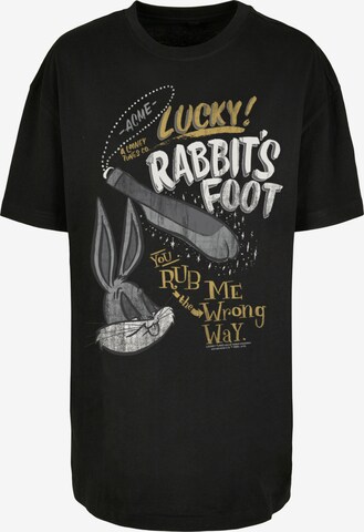F4NT4STIC Oversized Shirt 'Looney Tunes Bugs Bunny Rub Me The Wrong Way' in Black: front