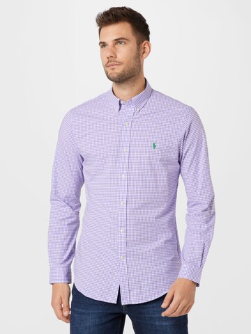 Coupe slim Chemise Polo Ralph Lauren en violet : devant