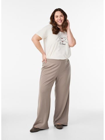 Zizzi Široký strih Nohavice 'Flella' - Béžová