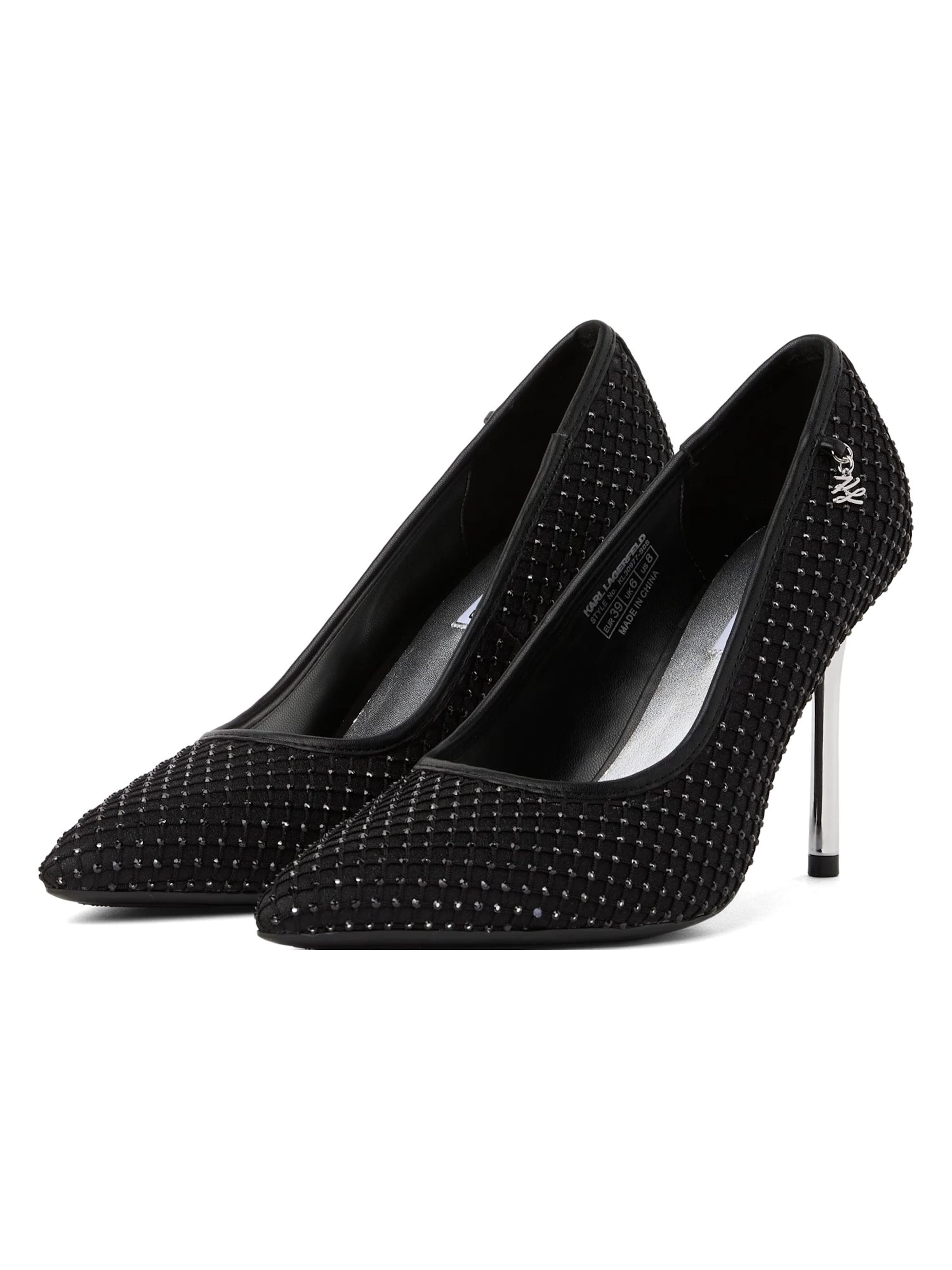 Karl Lagerfeld - Sapatos de salto ' Sarabande Mesh-Pumps mit Edelsteinen ' em preto: frente