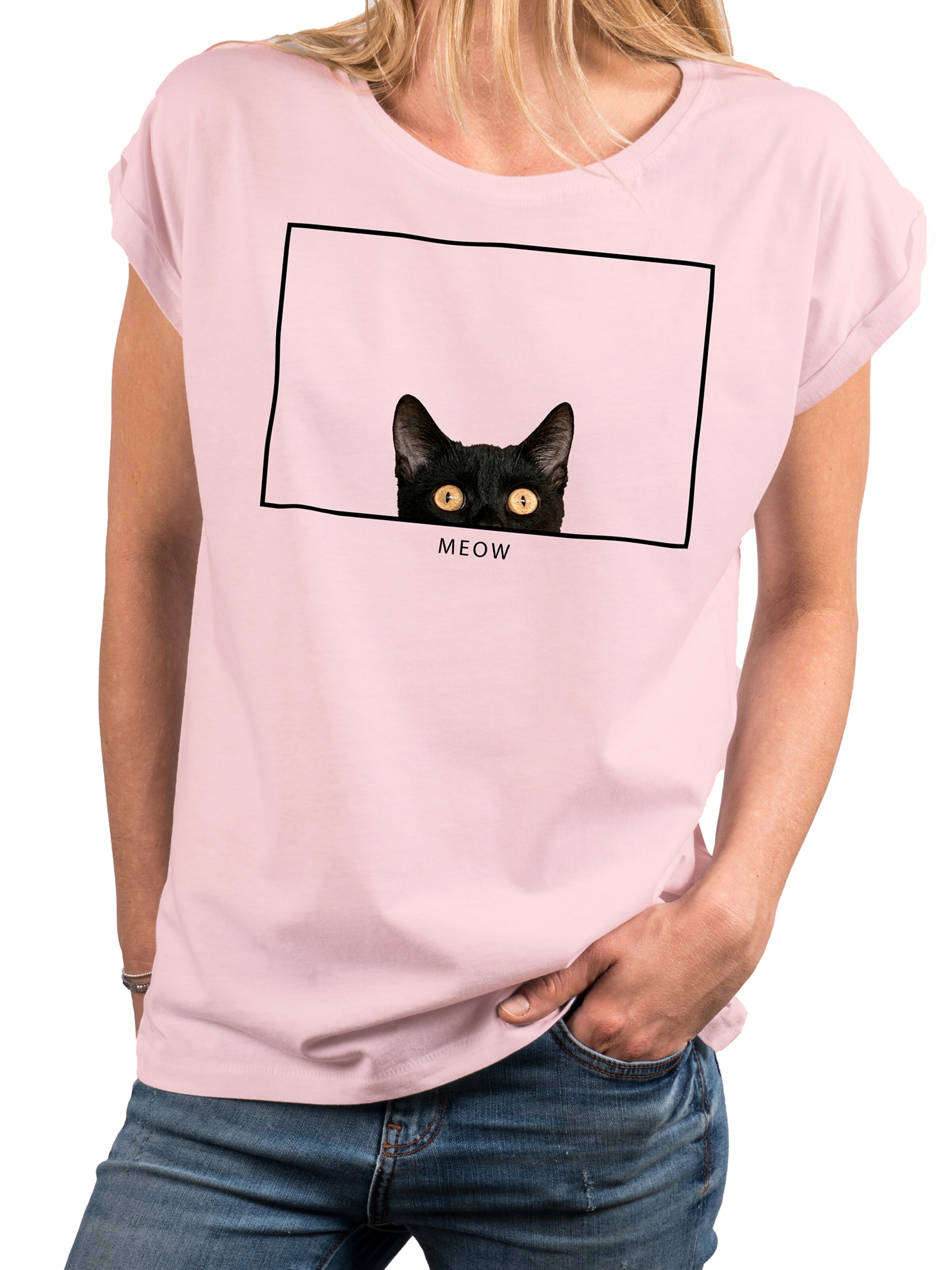 MAKAYA Shirt 'Cat Frame' in Pink