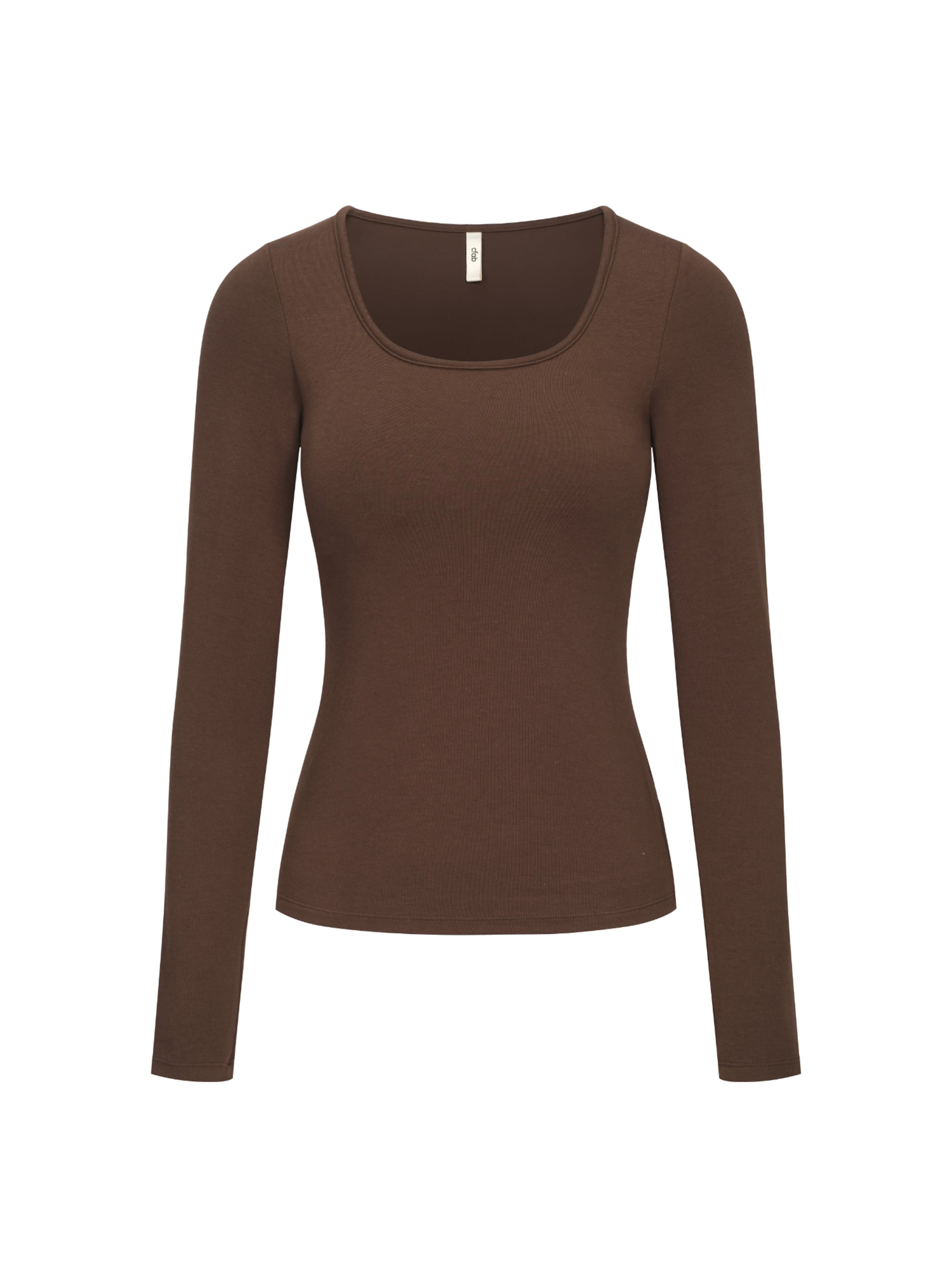 cfab (formerly creamy fabrics) Top 'Cotton Long Sleeve mit integriertem Wireless Bra' in Brown: front