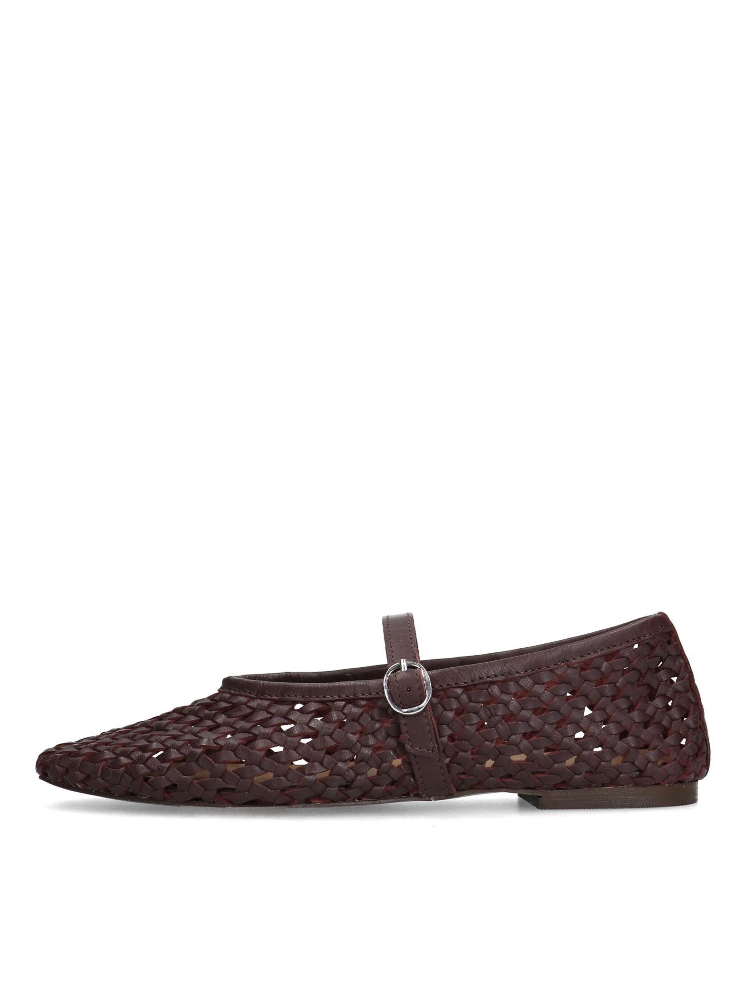 SACHA Ballet Flats with Strap in Brown