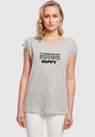 Merchcode Shirt 'Never Too Late' in Grey: front