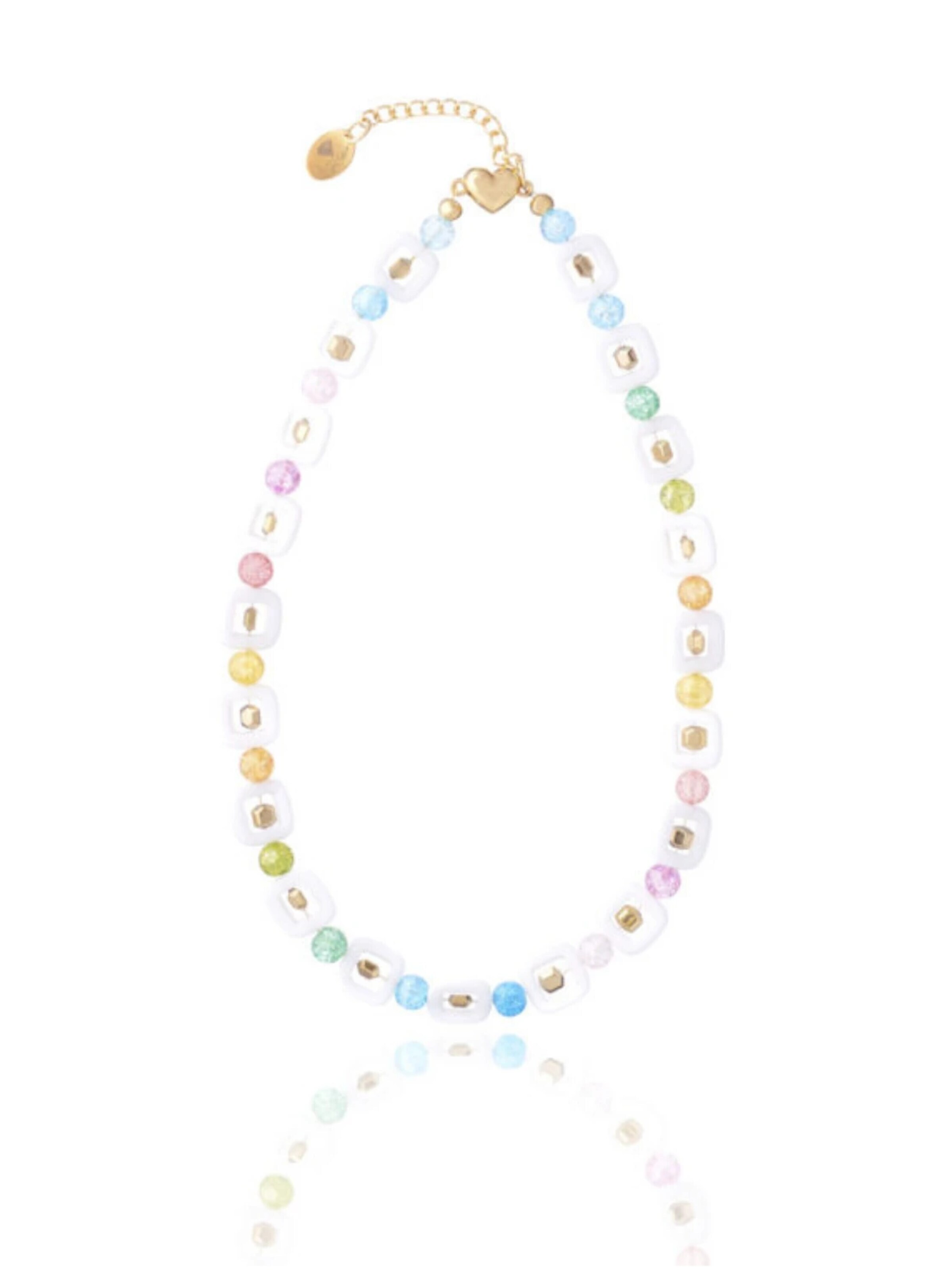 Chaîne 'Colorful Crackle Crystals and Square Agate Necklace' THE GEM STORIES JEWELRY en mélange de couleurs : devant