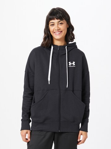 UNDER ARMOUR - Sudadera con cremallera deportiva 'Rival' en negro: frente