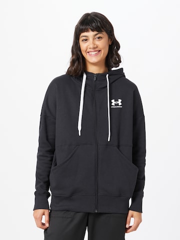 UNDER ARMOUR Athletic Zip-Up Hoodie 'Rival' in Black: front