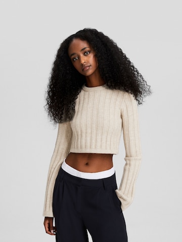 Pull-over Bershka en beige : devant