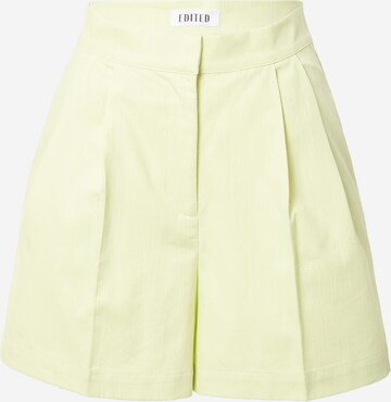 EDITED Regular Pleat-Front Pants 'Devyn' in Green: front