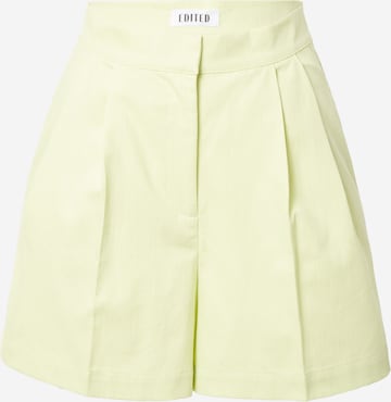 EDITED Regular Pleat-Front Pants 'Devyn' in Green: front