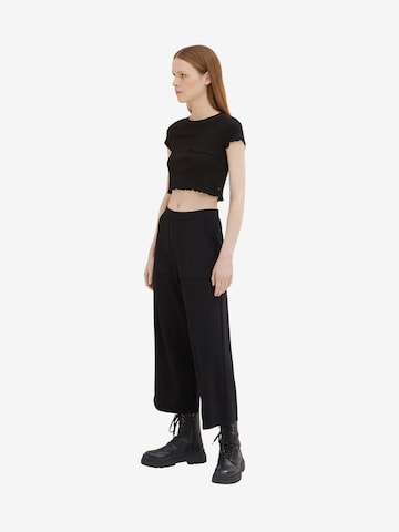 TOM TAILOR DENIM Wide Leg Hose in Schwarz