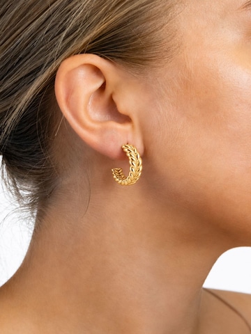 Fräulein Wunder - Pendientes 'Creolen Braided Edelstahl Gold' en oro: frente