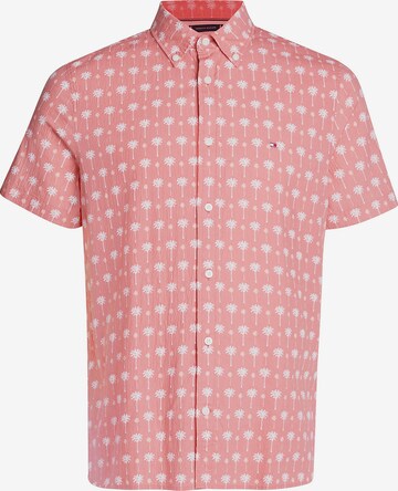 TOMMY HILFIGER Slim fit Button Up Shirt 'Palm Print' in Pink: front