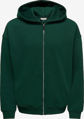 Only & Sons Zip-Up Hoodie 'ONSCERES' in Green: front