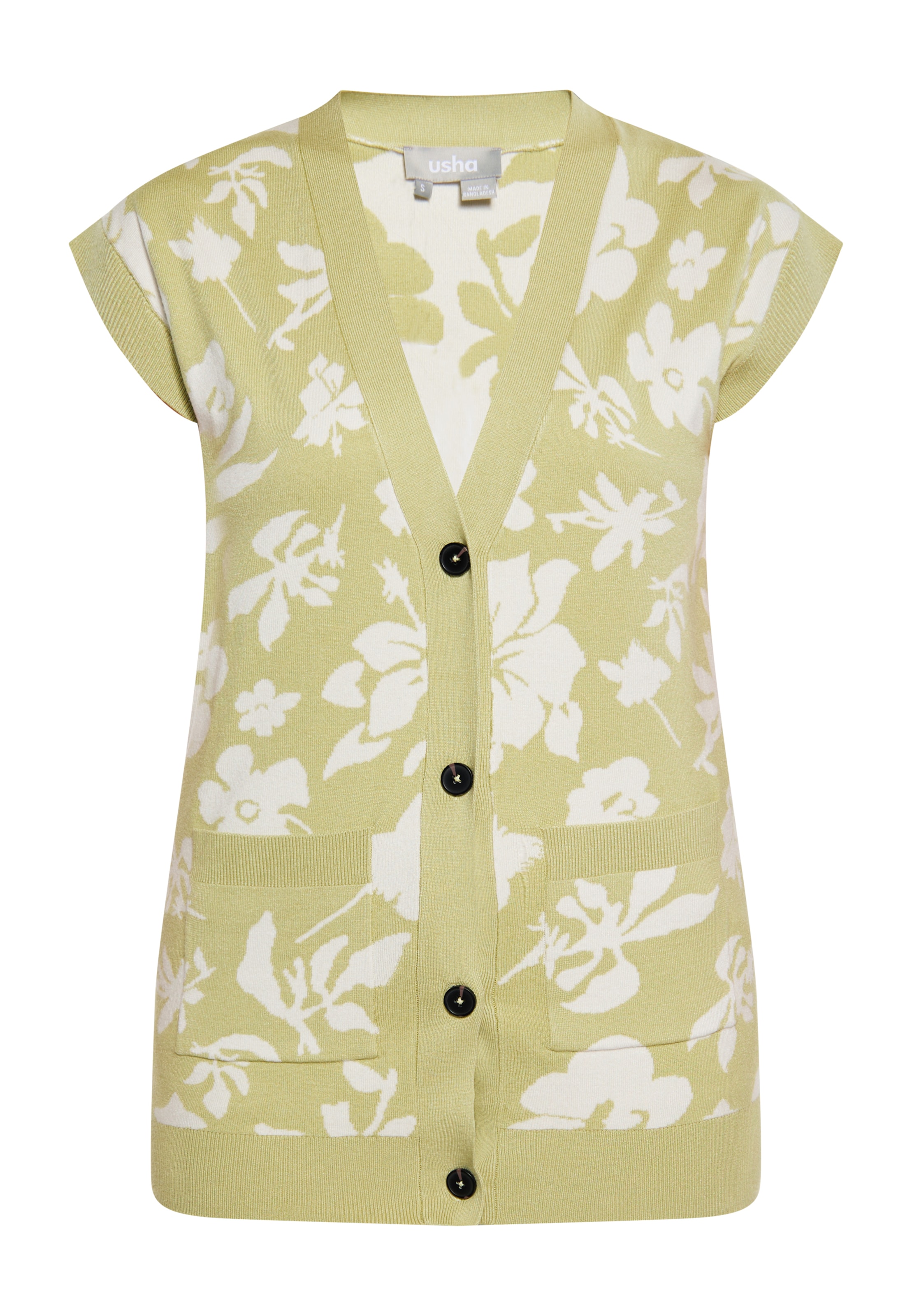 Usha Вязаная жилетка в Зеленый: спереди