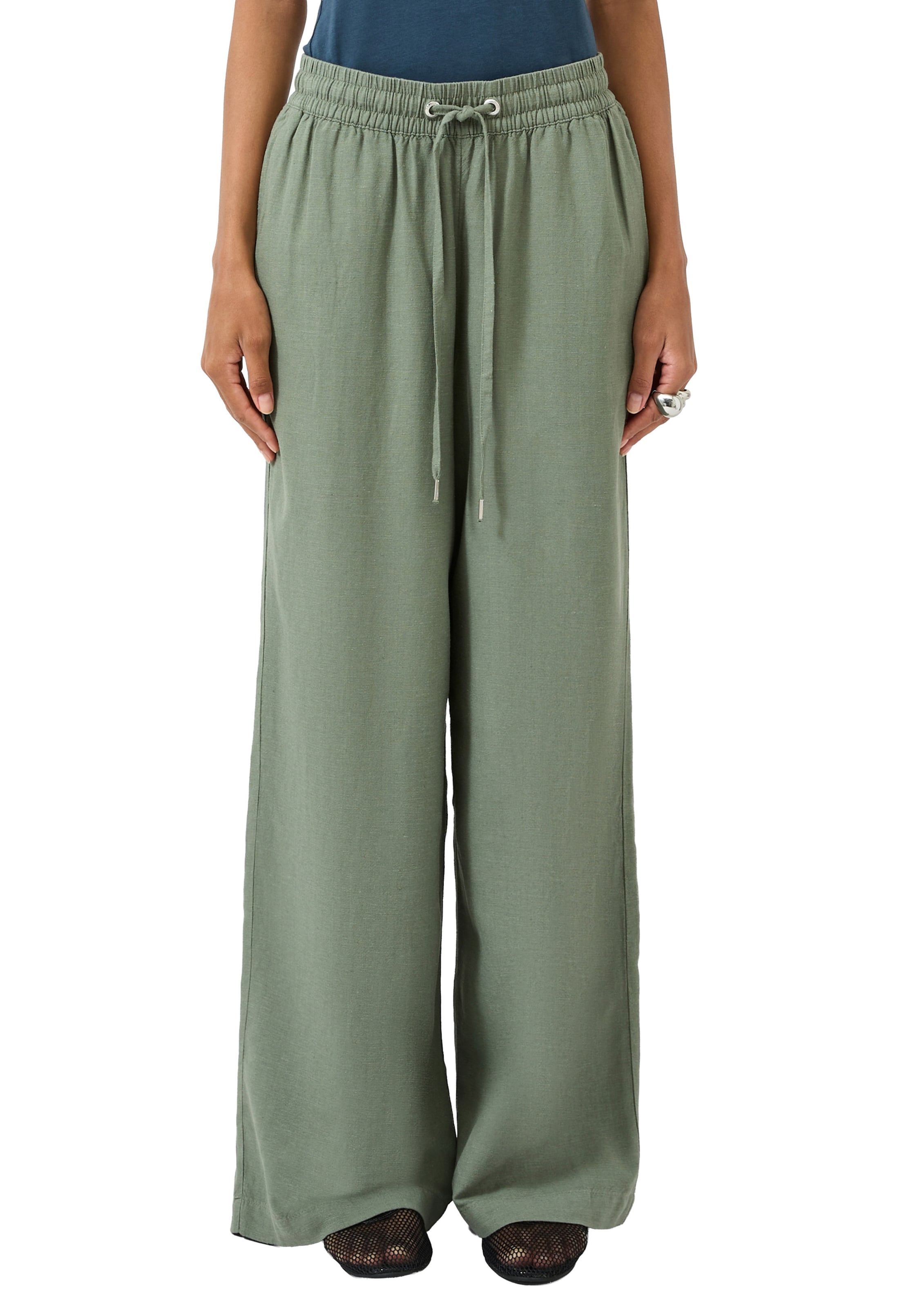 Wide Leg Pantalon QS en vert : devant