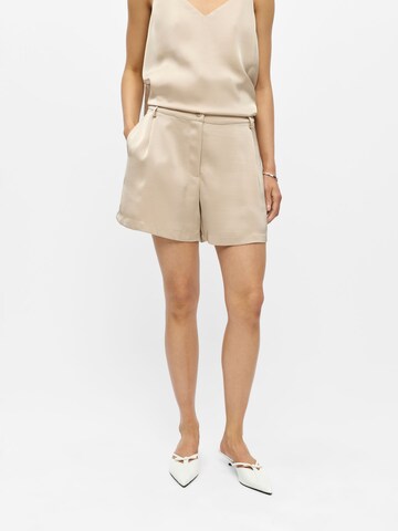 OBJECT Loosefit Bandplooibroek in Beige: voorkant