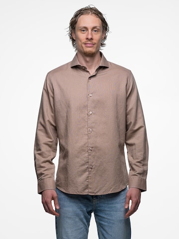Vercate Slim Fit Businesshemd 'No. 35'‌‌‌‌‌‌‌ in Braun: Vorderseite