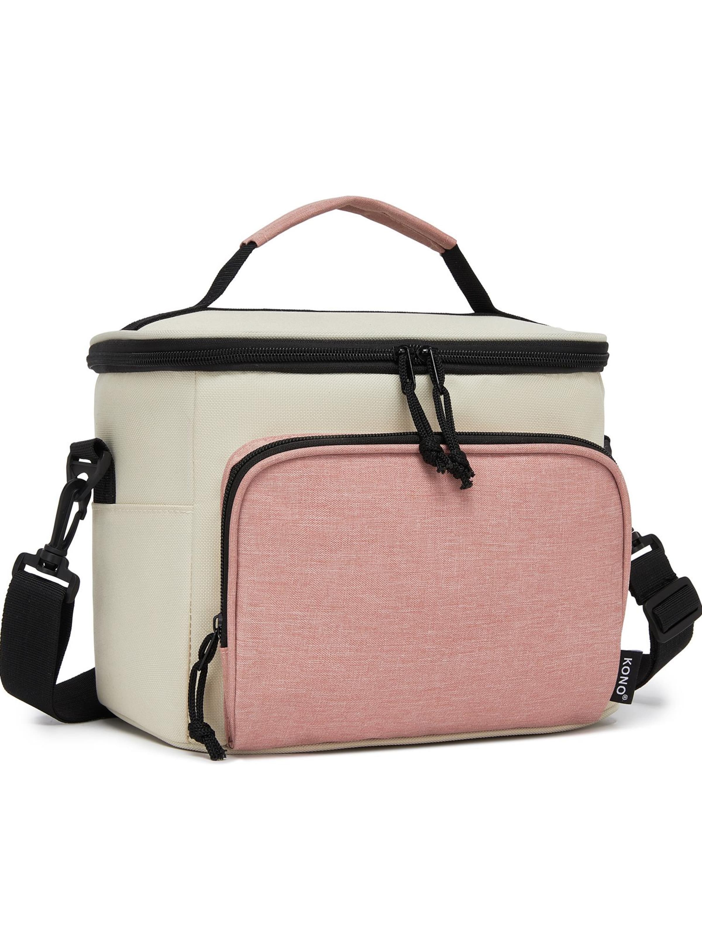 Miss Lulu Travel Bag 'Kühltasche 9L aus wasserdichtem Polyester, isolierte Lunchtasche faltbar mit verstellbarem Schultergurt für Arbeit & Picknick' in Pink: front