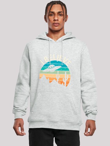 F4NT4STIC Sweatshirt 'I Believe UFO Alien Sonnenuntergang' in Grijs: voorkant