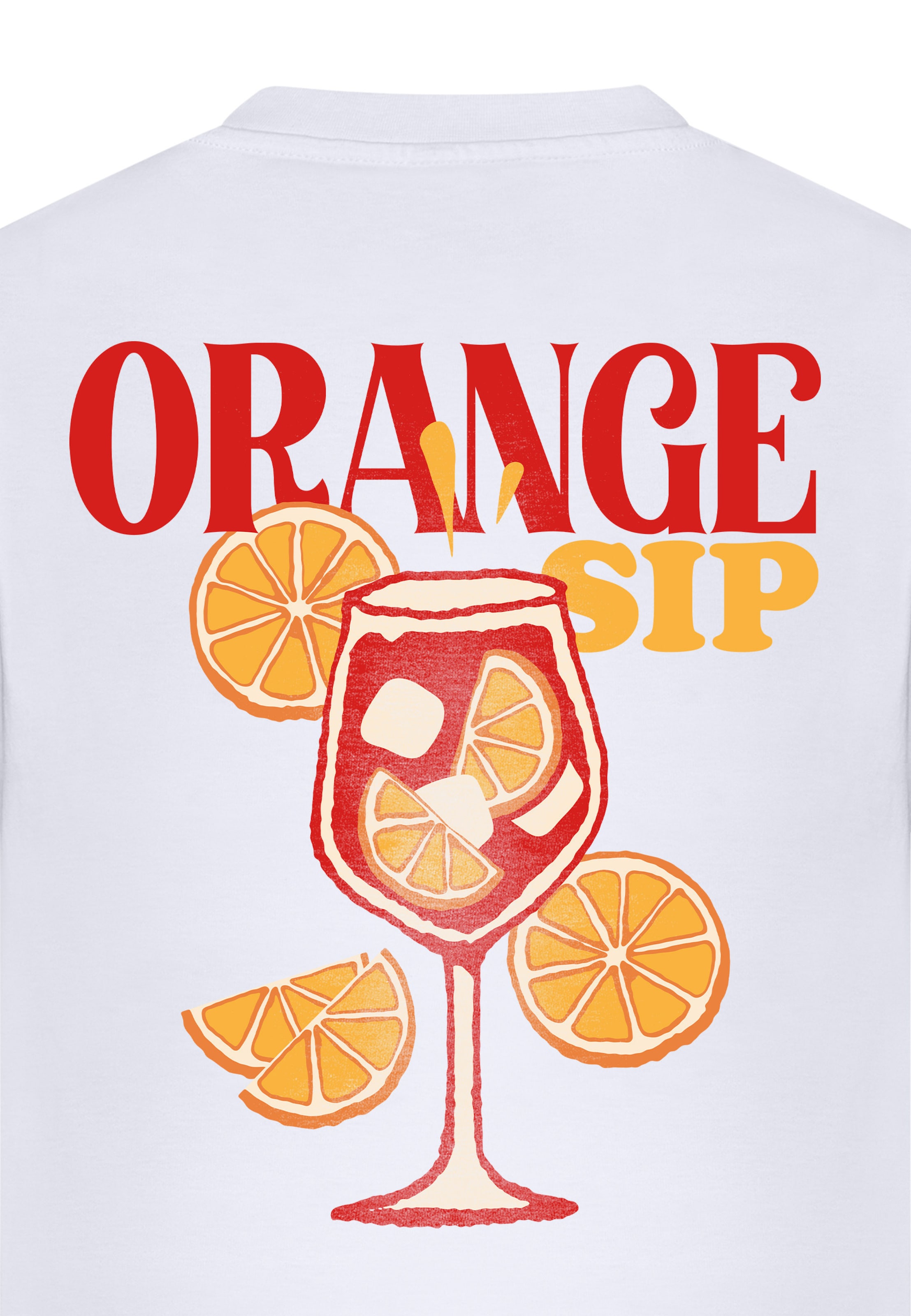 Mister Tee Shirt 'Orange Sip' in Wit