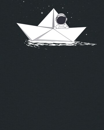 Watapparel Shirt 'Astronaut in paper boat' in Zwart