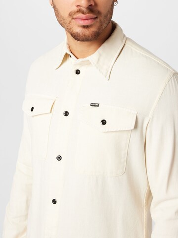 G-Star RAW Slim fit Button Up Shirt 'Marine' in Beige
