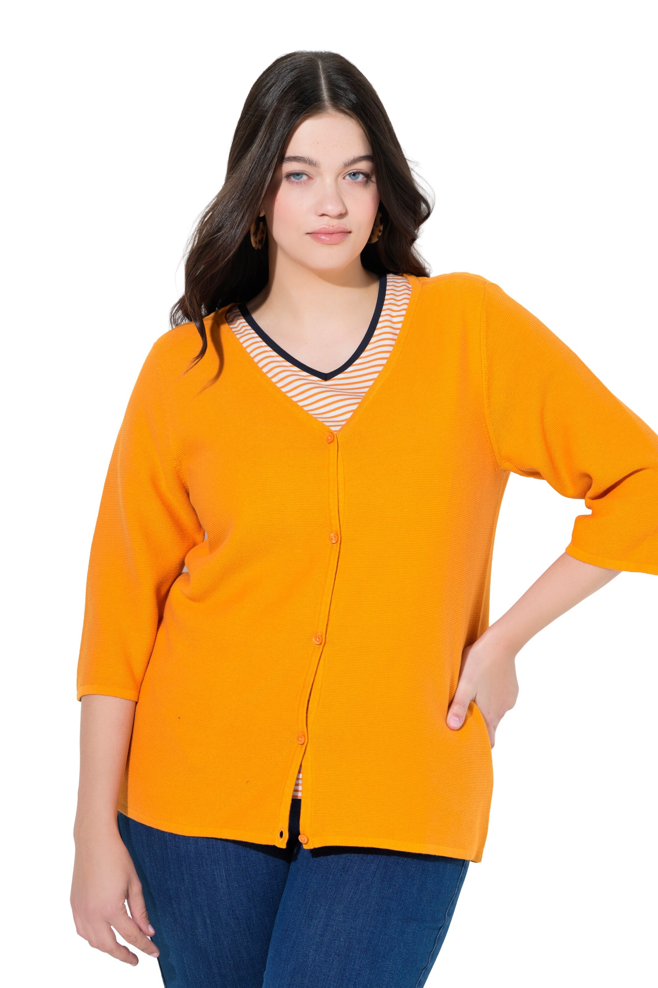 Ulla Popken Strickjacke in Orange: Vorderseite