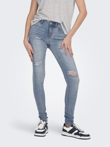 Skinny Jean 'WAUW' ONLY en bleu : devant