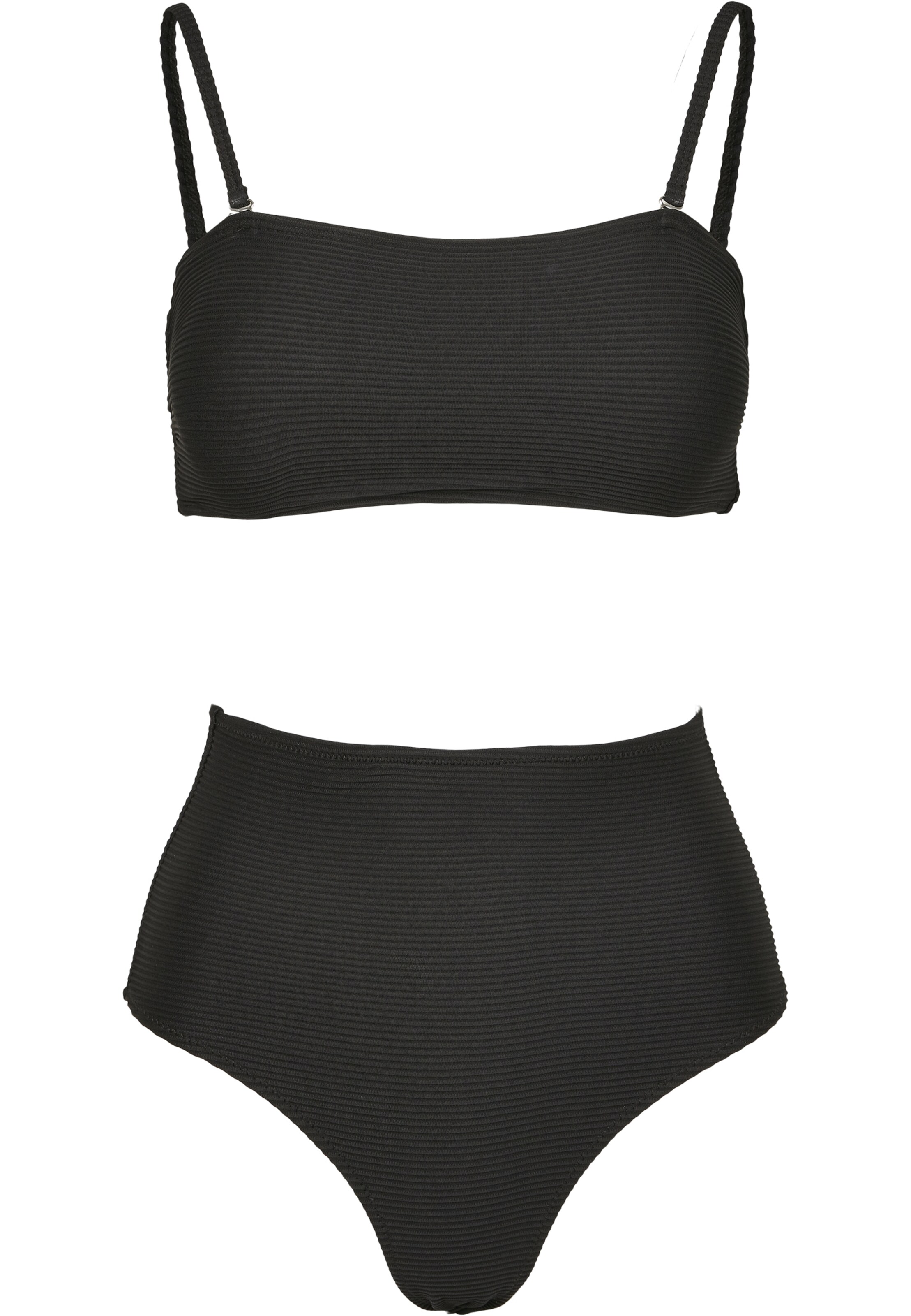 Urban Classics Сутиен бандо Бански тип бикини в черно: отпред
